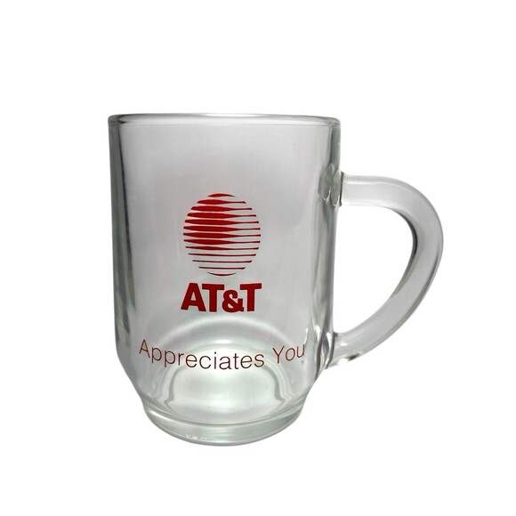 AT&T Appreciates You Coffee Mug With Logo Clear Glass w/Red Made In USA - Picture 2 of 11